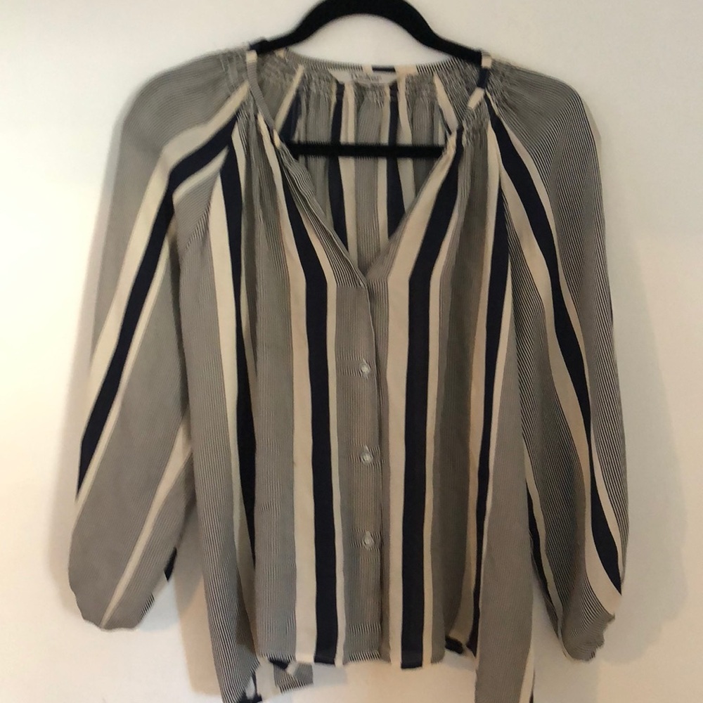 Silk striped Tucker blouse